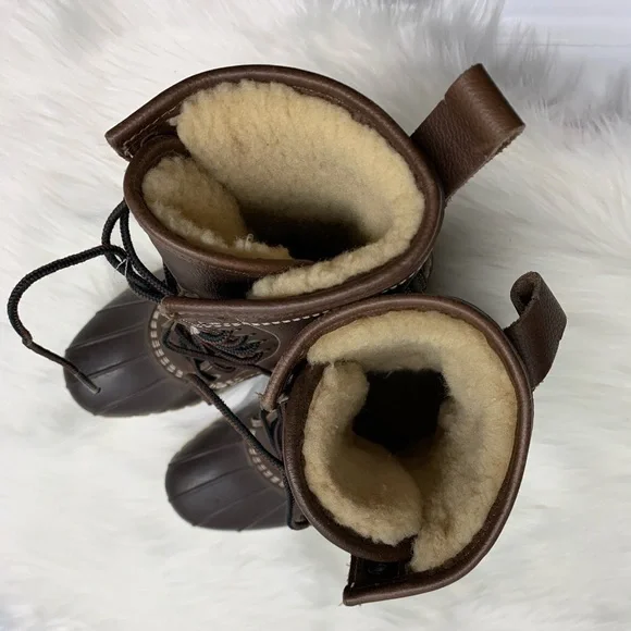 LL Bean Shearling Fur Lined Duck Boots Brown - Picture 7 of 8